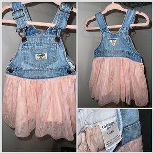 EUC! OshKosh 12m girls denim and pink dress
